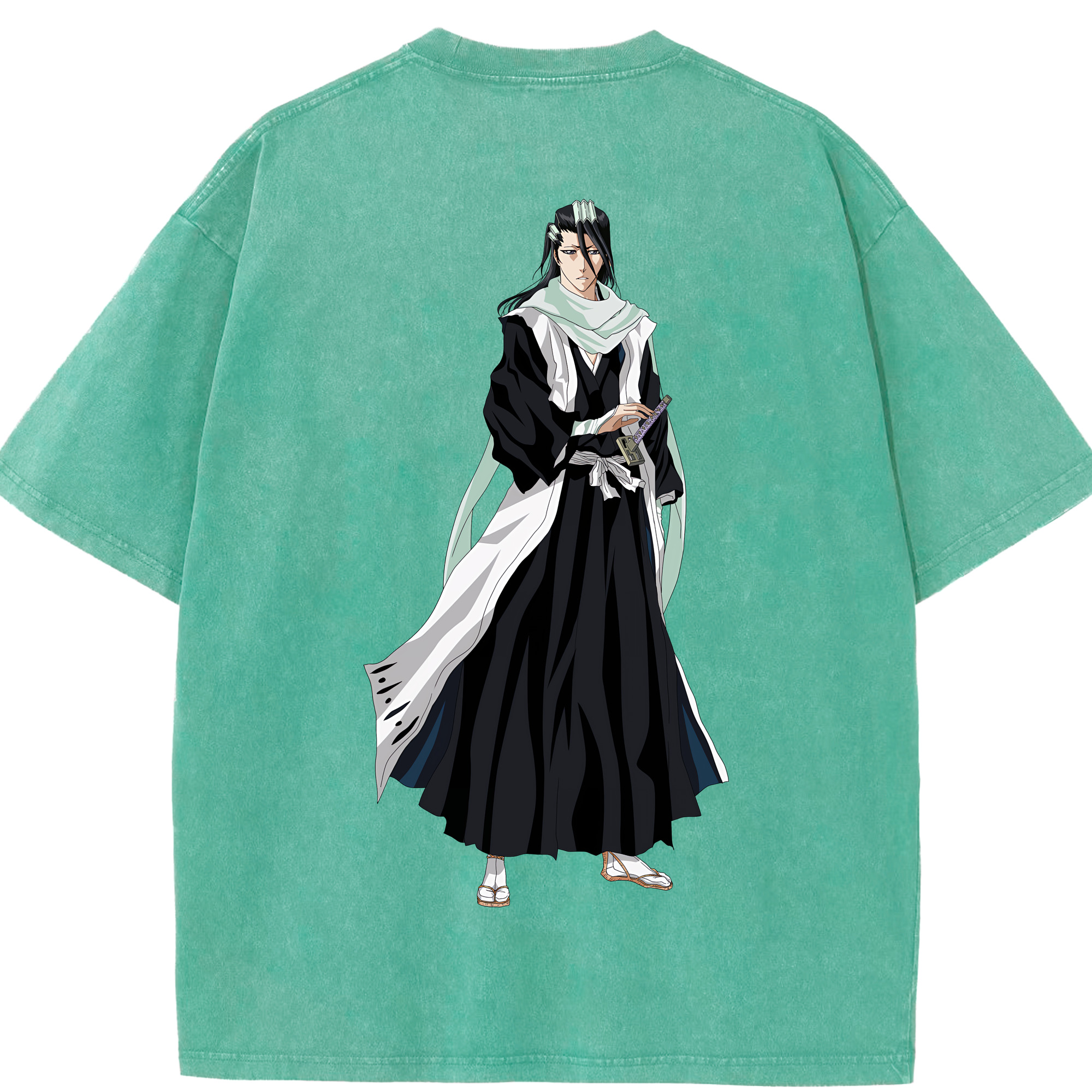 （画像用） ブリーチ くちき びゃくや BLEACH Kuchiki Byakuya 綿100% ヴィンテージ風 半袖Tシャツ（背面プリント）